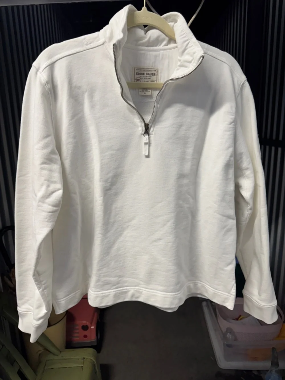Eddie Bauer White Quarter-Zip Crewneck Sweater - Picture 3 of 8